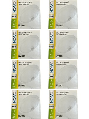 Novo 18W Ledli (Beyaz Işık) 360 Derece Sensörlü Tavan Armatürü NV003 (8 Adet)