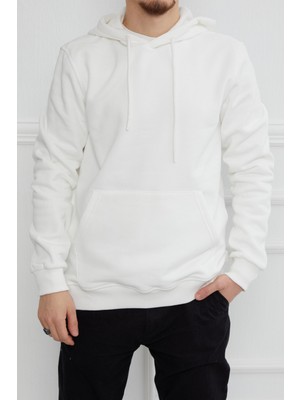 JSCO Hscstore Erkek Kanguru Cepli Kapüşonlu Ekru Sweatshirt - 2901