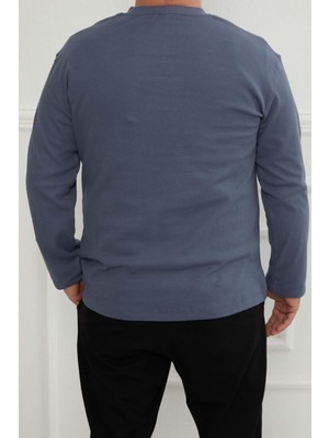 JSCO Hscstore Erkek Basic Mavi Sweatshirt - 2816