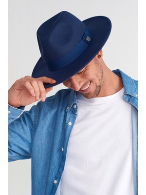 Erkek Ayarlanabilir Lacivert Fedora Şapka