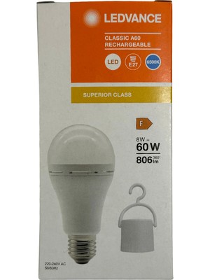 Osram Ledvance 8W (60W) 6500K (Beyaz Işık) Şarj Edilebilir E27 Duylu LED Ampul (4 Adet)