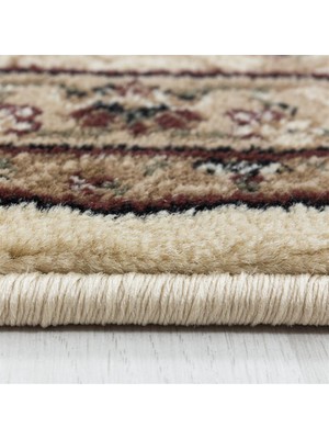 Carpettex Klasik Marokan Antik Süslemeli Bordür Desenli Halı Bej Kırmızı