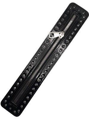 Angel Çanta Aksesuar Rugan Derili Fermuar Yeni Model Siyah Renk 30 cm Gümüş Metalli