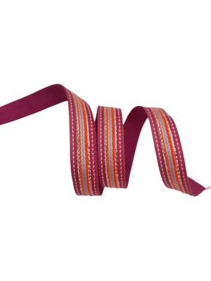 Angel Çanta Aksesuar 3 cm Polyester Kolon Fuşya Gümüş Simli 1 Metre