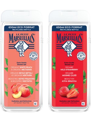 Le Petit Marseillais Duş Jeli Akdeniz Çileği 650 ml - Le Petit Marseillais Duş Jeli Beyaz Şeftali & Nektarin 650 ml