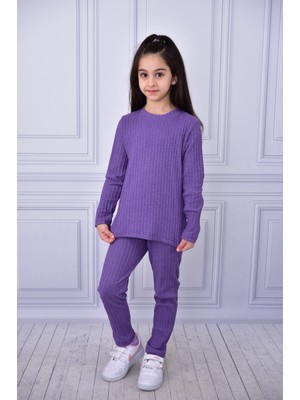 Buufuu Mevsimlik Pamuk Uzun Kol Zincir Örgülü Kız Çocuk Alt Üst Takım