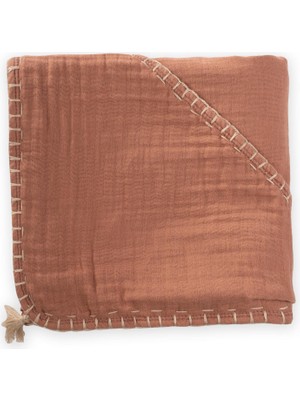 Cigit Çift Kat El Işi Müslin Üçgen Havlu (Yıkanmıştır) 75X75 cm Kahve