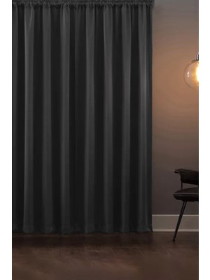 Özenev Blackout Fon Perde Füme Renk Pilesiz Ekstraforlu Işık Geçirmez 200 x 270 cm