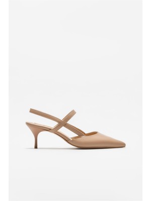 Elle Naturel Deri Kadın Topuklu Ayakkabı