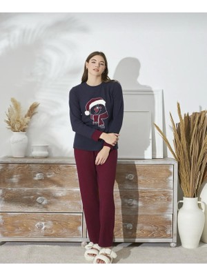 Sevim  Sevim Nakışlı Pijama Takım L