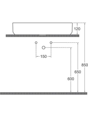 Isvea Infinity Batarya Delikli Tezgah Üzeri Lavabo 60 cm Fil Dişi