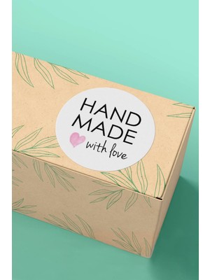 Xox Shops Thank You Sticker Teşekkürler Paketleme ve Ürün Etiketi Hand Made With Love - 3X3CM 90 Adet - ST2018