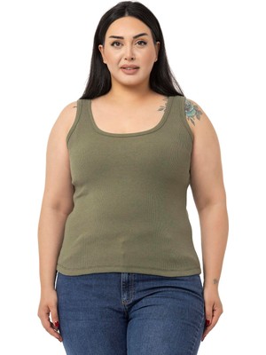 Disentis Modest Büyük Beden Askılı Fitilli Kaşkorse Haki Body