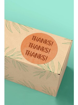 Xox Shops Thank You Sticker Teşekkürler Paketleme, Ambalaj ve Ürün Etiketi Turuncu - 3X3CM 90 Adet - ST2011