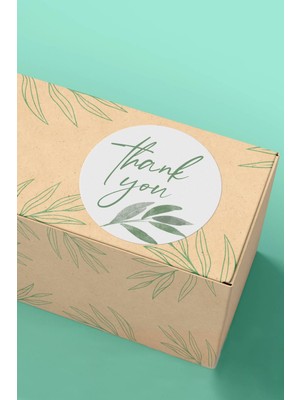 Xox Shops Thank You Sticker Teşekkürler Etiketi Yeşil Çiçek Desenli 3X3CM 90 Adet - ST2002