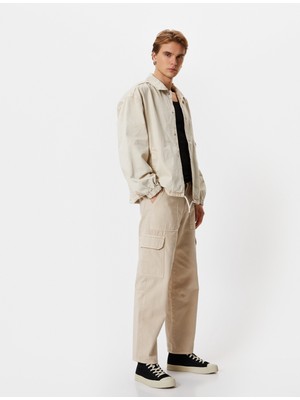 Koton Kot Ceket Klasik Yaka Çıtçıt Düğmeli Cepli Beli Bağcıklı