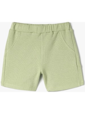 Koton Basic Şort Dokulu Cepli Beli Lastikli