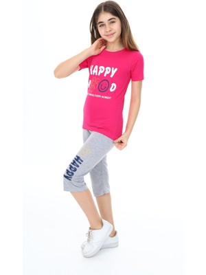 Turkuaz Kids We Love Tropical Kız Çocuk Kısa Kol Baskılı Pijama Kapri Takım