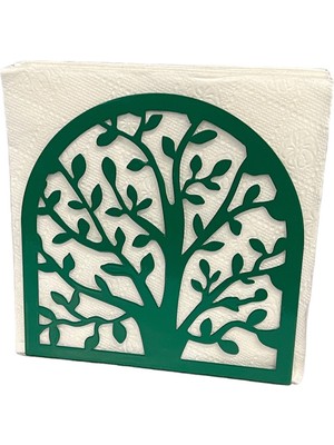 Decorelax Hayat Ağacı Temalı Yeşil Metal Peçetelik