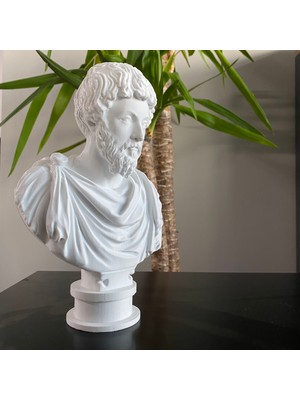 Root Made Roma Imparatoru Marcus Aurelius Antoninus Augustus 25CM Dekoratif Büst. Kitaplık Ofis Hediyelik