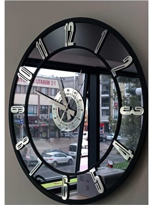 Tekno Trust Gerçek Aynalı Duvar Saati 40 cm Image Modern Salon Füme
