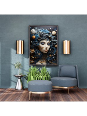 Blue Wall - Galaksi Portresi - Çerçevesiz Tasarım Poster Duvar Sanatı
