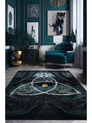 Homshtag Döngü Desenli Halı Dark Film Halısı Siyah Sarı Film Halısı Modern Dokulu Dark Konsept Halı