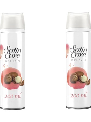Gillette Satin Care Kuru Ciltler İçin Tıraş Jeli 200 ml x 2 Kadınlar İçin Nem Koruma