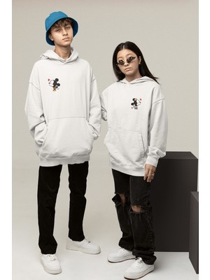 Populus Mini Mickey ve Minnie Sevgili/çift/arkadaşlık 2'li Kapşonlu Sweatshirt Seti