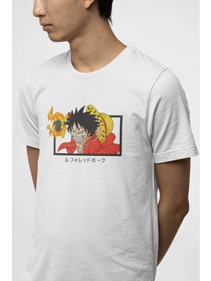 Populus One Piece Luffy Red Hawk Tişört