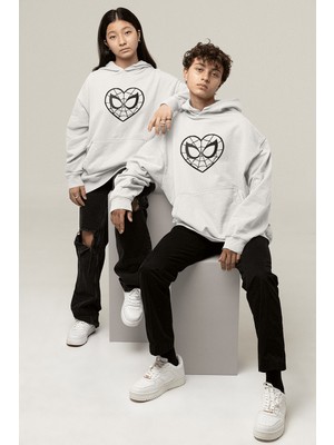 Populus Beyaz Kalp Spider Sevgili/çift/arkadaşlık/2'li Kapşonlu Sweatshirt Seti