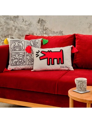 Bella Maison Keith Haring Paw Kırlent Kırmızı (35X50 Cm)