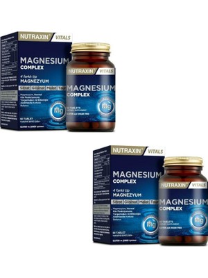 Nutraxin Magnesium Complex 60 Tablet 2 ADET Yüksek Potansiyel İçeren Türkiye Menşeli Takviye