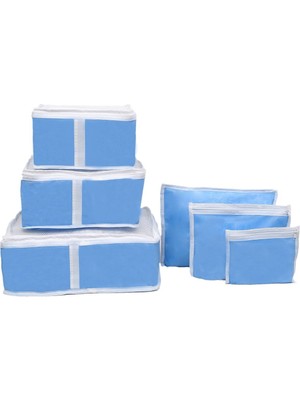 Tekno İstanbul Bavul Organizer 6'lı Valiz Düzenleyici Set (Mavi)