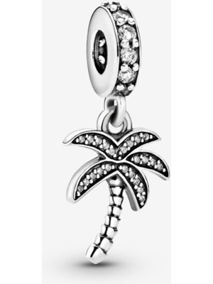 Celikchi Palmiye Ağacı Sallantılı Gümüş Charm