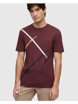 Boss Erkek Regular Fit Kısa Kollu Düz Bisiklet Yaka Bordo T-Shirt 50486211-601