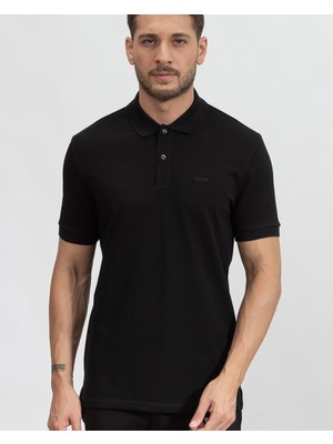 Boss Erkek Polo Yaka Regular Fit Pamuklu Kısa Kollu Siyah Polo Yaka T-Shirt 50468362-001