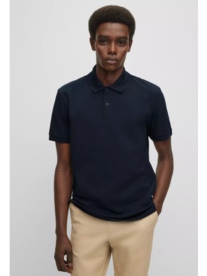 Boss Erkek Polo Yaka Regular Fit Pamuklu Kısa Kollu Lacivert Polo Yaka T-Shirt 50468362-404
