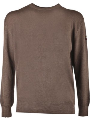 Paul & Shark  Erkek Pamuklu Yuvarlak Yaka Marka Logolu Kahverengi Kazak 11311001A-492