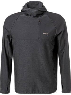 Boss Erkek Uzun Kollu Fermuarlı Marka Logolu Gri Sweatshirt 50493474-027