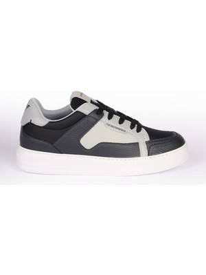 Emporio Armani Erkek File Detaylı Logolu Yüksek Tabanlı Günlük Gri-Beyaz Sneaker X4X568 XN162-S787