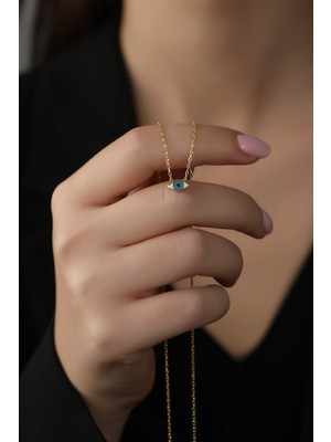 Sunshine 925 Ayar Lazer Mineli Göz Tasarım Minimal Kolye