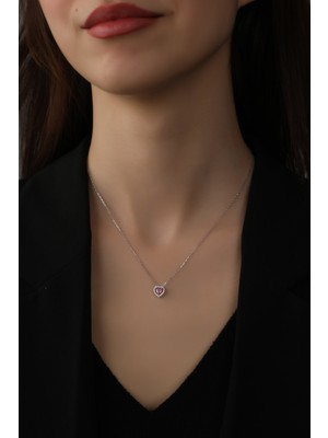 Sunshine 925 Ayar Pırlanta Montürlü Kalp Modeli Kolye