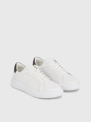 Calvin Klein Erkek Marka Logolu Bağcıklı Kaydırmaz Tabanlı Günlük Beyaz Sneaker HM0HM01288-0K8