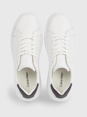 Calvin Klein Erkek Marka Logolu Bağcıklı Kaydırmaz Tabanlı Günlük Beyaz Sneaker HM0HM01288-0K8