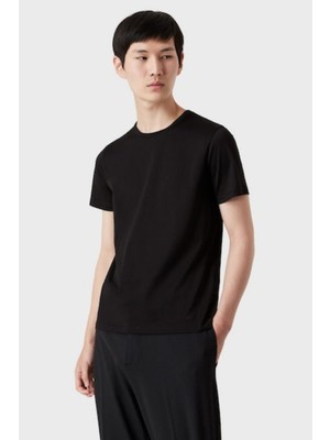 Emporio Armani Erkek Logolu Kısa Kollu Pamuklu Siyah T-Shirt 8N1T84 1JQ3Z-0999
