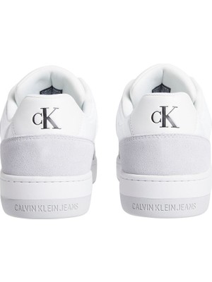 Calvin Klein Erkek Marka Logolu Bağcıklı Kaydırmaz Tabanlı Günlük Beyaz Sneaker YM0YM00890-01V