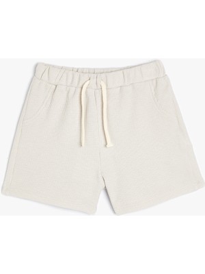 Koton Basic Şort Beli Lastikli Dokulu Pamuklu
