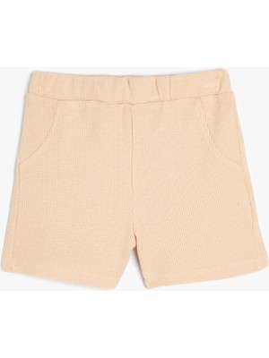 Koton Basic Şort Dokulu Cepli Beli Lastikli