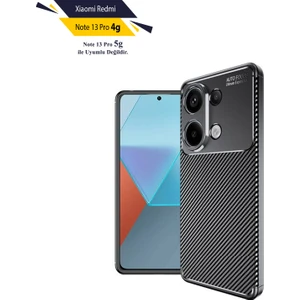 Case 4u Xiaomi Redmi Note 13 Pro 4g Uyumlu Kılıf Rugged Armor Karbon Desenli Negro Silikon Arka Kapak Siyah